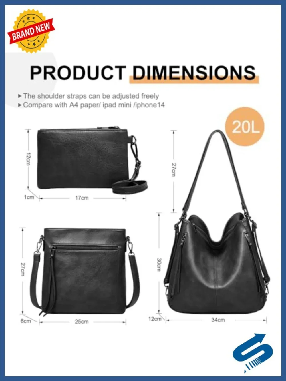 PU Leather Purses 3PCS Hobo Crossbody Bags Set for Women 3 in 1 Convertible